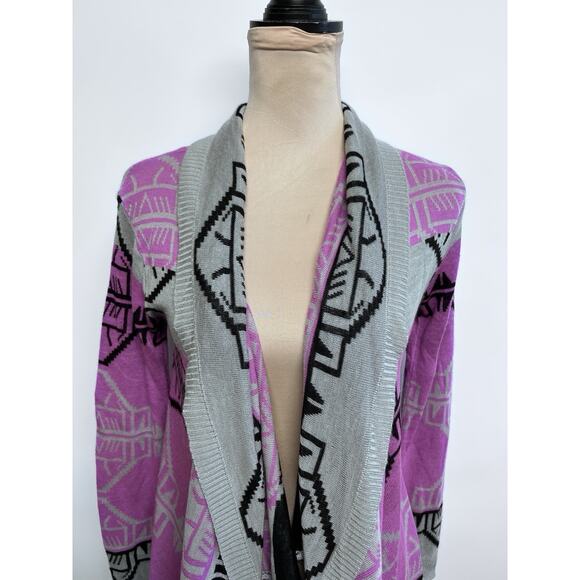 Y2K Aztec Western Cardigan Large colorful waterfall Cowgirl Sweater 2000s USA - Picture 3 of 11